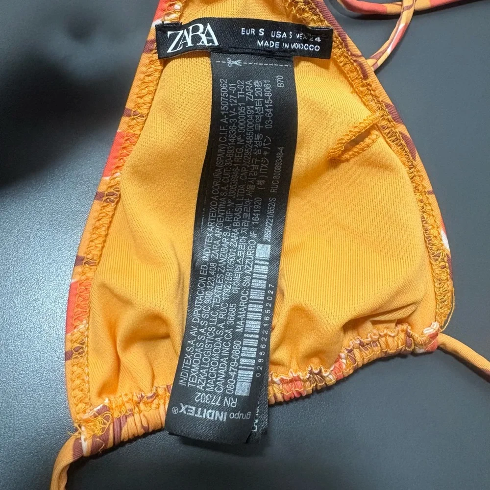 ZARA Pumpkin Inverted Bikini Set with Criss-Cross Straps and Thong Bottom - Picture 10 of 13